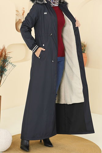 moda selvim Trenchcoat 2819MSA980 Navy Blue - Thumbnail