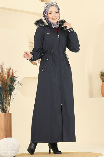 moda selvim Trenchcoat 2819MSA980 Navy Blue - Thumbnail