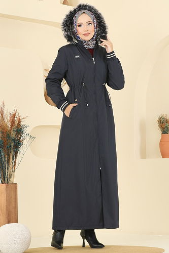 moda selvim Trenchcoat 2819MSA980 Navy Blue - Thumbnail