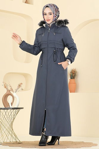 moda selvim Trenchcoat 2820MSA980 Anthracite - Thumbnail