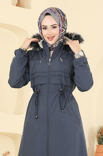 moda selvim Trenchcoat 2820MSA980 Anthracite - Thumbnail