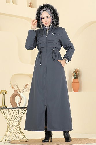 moda selvim Trenchcoat 2820MSA980 Anthracite - Thumbnail