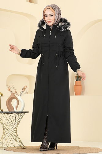 moda selvim Trenchcoat 2820MSA980 Black - Thumbnail