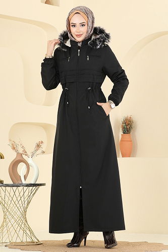 moda selvim Trenchcoat 2820MSA980 Black - Thumbnail