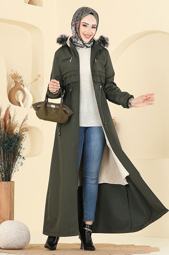 moda selvim ترانشكوت اخضر عفني 2820MSA980 - Thumbnail