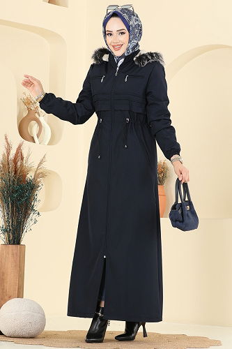 moda selvim Trenchcoat 2820MSA980 Navy Blue - Thumbnail