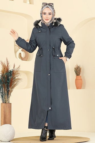 moda selvim Trenchcoat 2821MSA980 Anthracite - Thumbnail