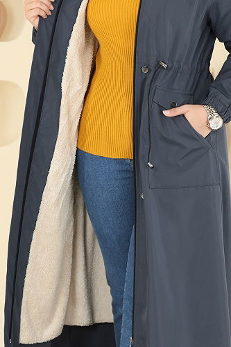 moda selvim ترانشكوت رمادي غامق 2821MSA980 - Thumbnail