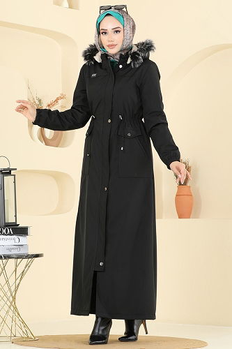 moda selvim Trenchcoat 2821MSA980 Black - Thumbnail