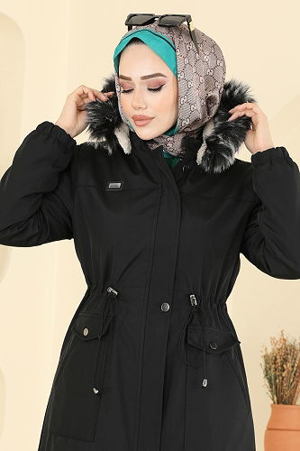 moda selvim Trenchcoat 2821MSA980 Black - Thumbnail
