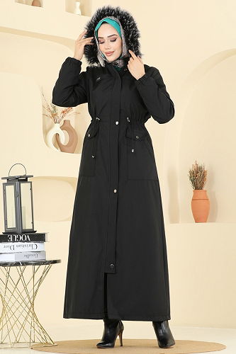 moda selvim Trenchcoat 2821MSA980 Black - Thumbnail