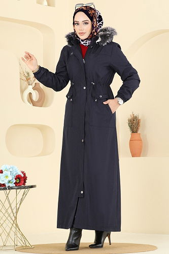 moda selvim Trenchcoat 2821MSA980 Dark Navy Blue - Thumbnail