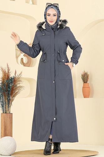 moda selvim Trenchcoat 2821MSA980 Gray - Thumbnail