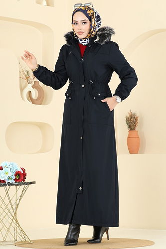 moda selvim Trenchcoat 2821MSA980 Navy Blue - Thumbnail