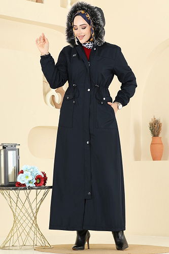 moda selvim Trenchcoat 2821MSA980 Navy Blue - Thumbnail