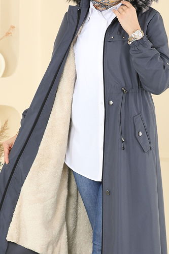 moda selvim Trenchcoat 2823MSA980 Anthracite - Thumbnail