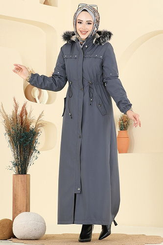 moda selvim ترانشكوت رمادي غامق 2823MSA980 - Thumbnail