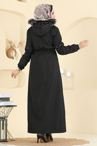 moda selvim Trenchcoat 2823MSA980 Black - Thumbnail