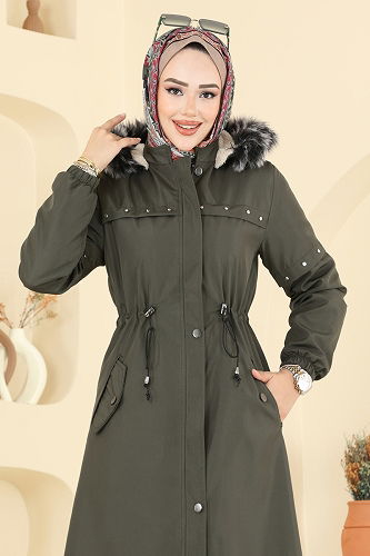 moda selvim Trenchcoat 2823MSA980 Khaki - Thumbnail