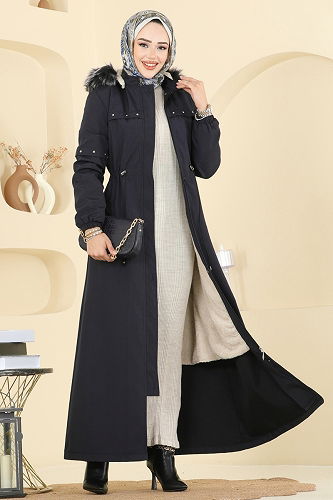 moda selvim Trenchcoat 2823MSA980 Navy Blue - Thumbnail