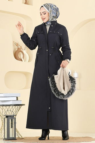 moda selvim Trenchcoat 2823MSA980 Navy Blue - Thumbnail