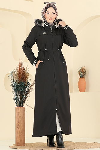 moda selvim Trenchcoat 2824MSA980 Black - Thumbnail