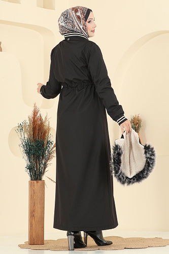 moda selvim Trenchcoat 2824MSA980 Black - Thumbnail