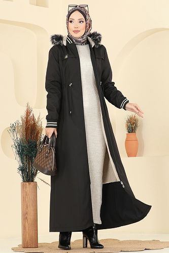 moda selvim ترانشكوت أسود 2824MSA980 - Thumbnail