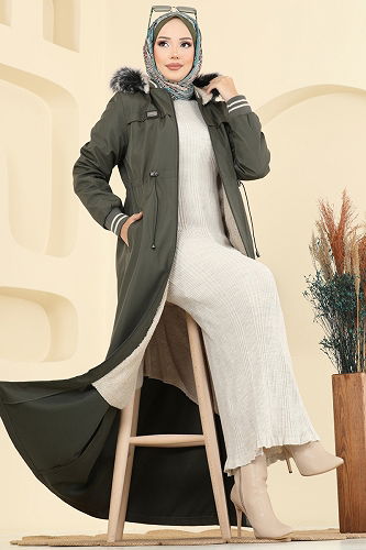 moda selvim Trenchcoat 2824MSA980 Khaki - Thumbnail