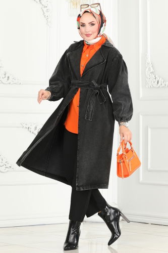 moda selvim Trenchcoat 3001ZNE1011 Washed Anthracite - Thumbnail