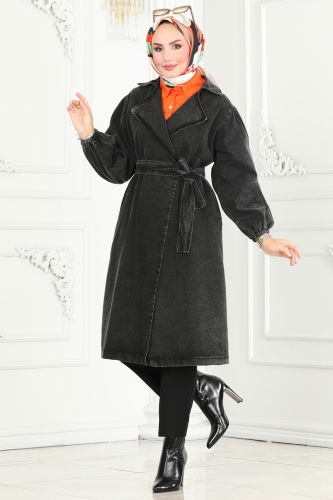 moda selvim Trenchcoat 3001ZNE1011 Washed Anthracite - Thumbnail