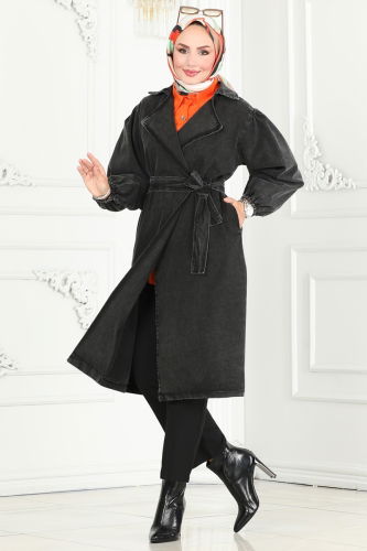 moda selvim Trenchcoat 3001ZNE1011 Washed Anthracite - Thumbnail