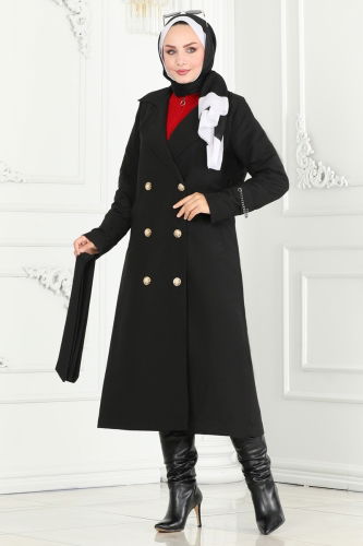 moda selvim TRENCHCOAT 3014DFL152 Black - Thumbnail