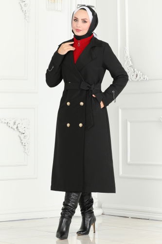 moda selvim TRENCHCOAT 3014DFL152 Black - Thumbnail