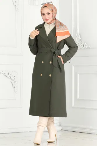 moda selvim Trenchcoat 3014DFL152 Khaki - Thumbnail