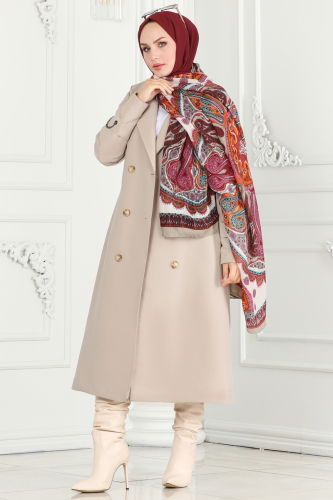 moda selvim TRENCHCOAT 3014DFL152 Stone - Thumbnail