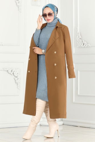 moda selvim Trenchcoat 3014DFL152 Tan - Thumbnail