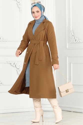 moda selvim Trenchcoat 3014DFL152 Tan - Thumbnail