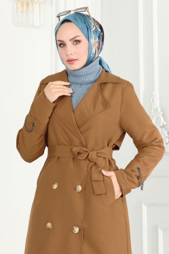 moda selvim Trenchcoat 3014DFL152 Tan - Thumbnail