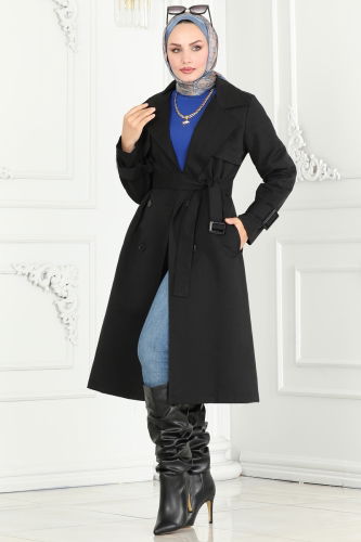 moda selvim TRENCHCOAT 3019KTR750 Black - Thumbnail