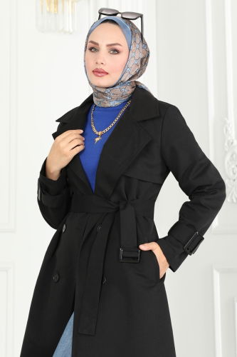 moda selvim TRENCHCOAT 3019KTR750 Black - Thumbnail