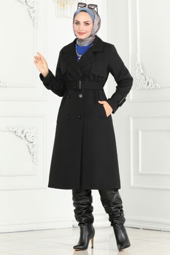 moda selvim TRENCHCOAT 3019KTR750 Black - Thumbnail