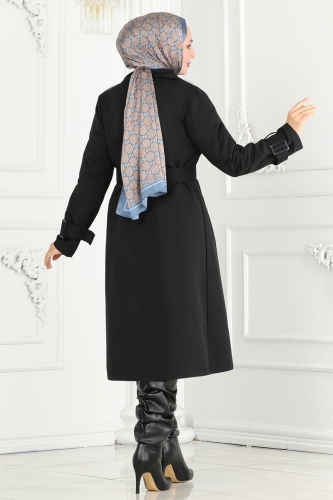 moda selvim Trenchcoat 3019KTR750 Black - Thumbnail