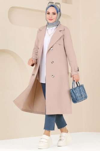 moda selvim Trenchcoat 3019KTR750 Stone - Thumbnail