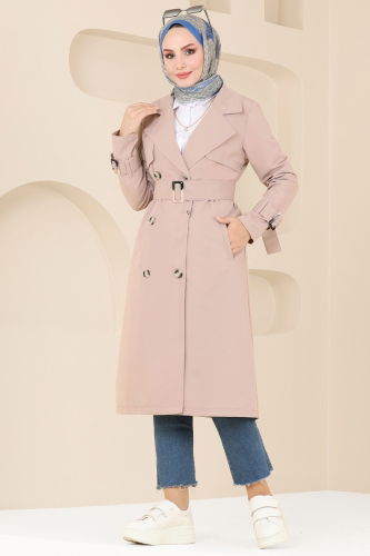 moda selvim Trenchcoat 3019KTR750 Stone - Thumbnail