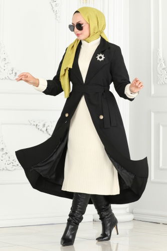 moda selvim TRENCHCOAT 3020DFL152 Black - Thumbnail