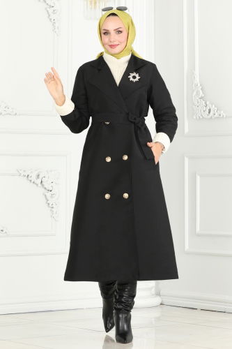 moda selvim TRENCHCOAT 3020DFL152 Black - Thumbnail