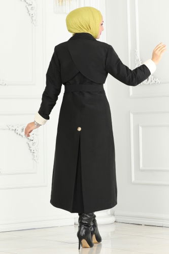 moda selvim Trenchcoat 3020DFL152 Black - Thumbnail