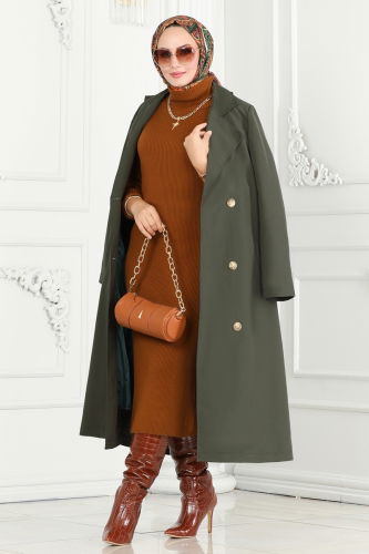 moda selvim TRENCHCOAT 3020DFL152 Khaki - Thumbnail