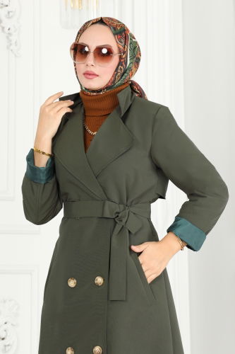 moda selvim Trenchcoat 3020DFL152 Khaki - Thumbnail